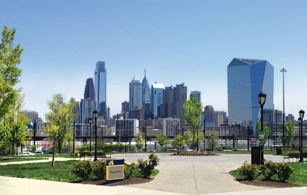 Drexel park and Philly skyline